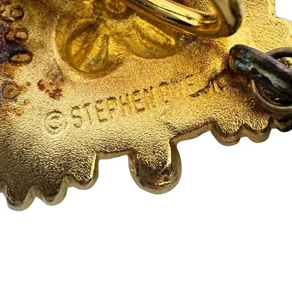 Stephen Dweck Vermeil Sterling Silver Vtg Clip-On Earrings Gemstone Floral - Picture 3 of 16